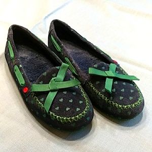 Girl's Ugg loafers/moccasins blue suede size 4 youth
